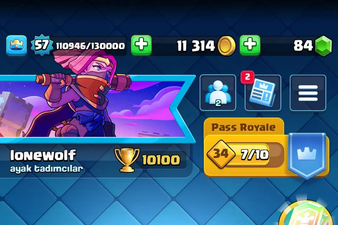 Clash royale 10k 19 evrimli hesap 57 seviye 15seviye kule